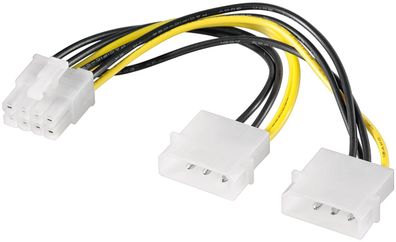 goobay Internes PC Stromkabel 2 x 5,25" Stecker auf 8 Pin Pci Express Kupplung schwar