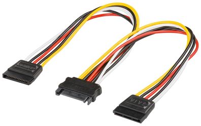 goobay Internes PC Stromkabel SATA Kupplung auf 2 x SATA Stecker weiß/schwarz/gelb/ro