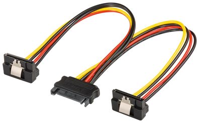 goobay Internes PC Stromkabel SATA Kupplung auf 2 x SATA Stecker 90° schwarz/rot/gelb