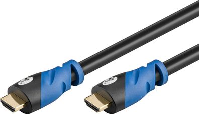goobay Premium High Speed HDMI Kabel mit Ethernet vergoldet schwarz/blau 1 m (1er Sof
