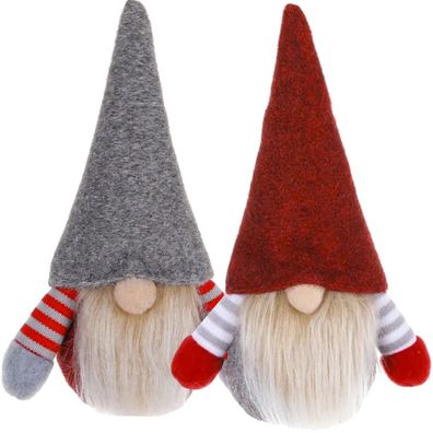 Weihnachtsfigur Wichtel Ruhhy 2er-Set Filz grau rot Höhe ca. 20 cm