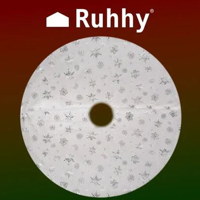 Weihnachtsbaumdecke Ruhhy 22223 rund 78 cm weiß silber Schneeflocken Polyester