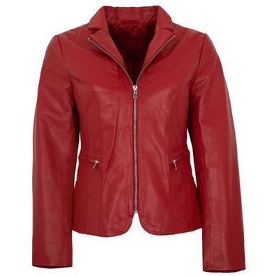 MADDOX - Damen Lederjacke Blazer Lammnappa rot