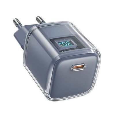 Acefast A53 PD 30W GaN USB-C Ladegeraet mit Display - Grau