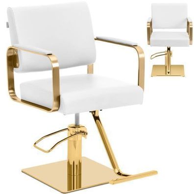 Physa OTLEY Friseur- und Kosmetikstuhl mit Fußstütze - weiß und gold