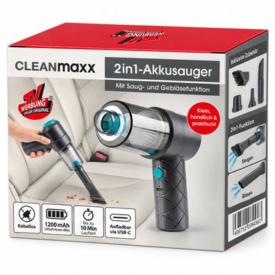 CLEANmaxx Akku Handstaubsauger 2in1 3,7V USB-C mit Gebläsefunktion