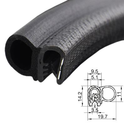 DS1 - PVC/ EPDM Kantenschutz Dichtungs Profil Gummi Dichtung seitlich - Klemmbereich