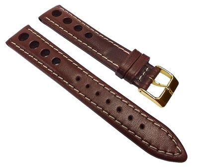 Racing Ersatzband Uhrenarmband Leder mit Lochmuster Braun 22202G