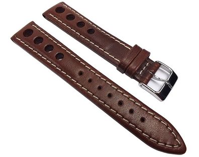 Racing Ersatzband Uhrenarmband Rindsleder mit Lochmuster Braun 22199S