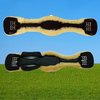 Mattes Lammfell Kurzgurt 50 cm, Bezug abnehmbar, anatomisch, elastisch, schwarz