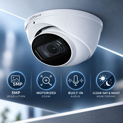 Dahua – 5MP HDCVI Dome Motorisierte Audiokamera – HAC-HDW1500T-Z-A