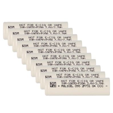 10x Molicel INR18650-P28A 2800 mAh 35 A 18650 Li-Ion Zelle Flat Top
