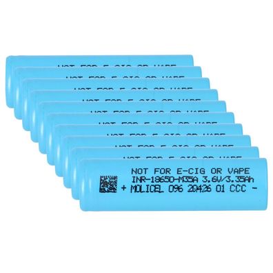10x Molicel INR18650-M35A 3500 mAh 10 A 18650 Li-Ion Zelle Flat Top