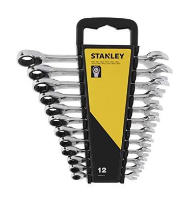 Stanley Ratschenschlüssel-Satz mit 12 Ringmaulschlüsseln, ergonomischer Griff
