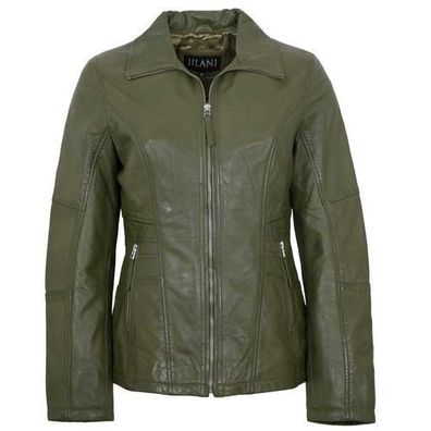 Jilani Collection - Damen Lederjacke Lammnappa olive