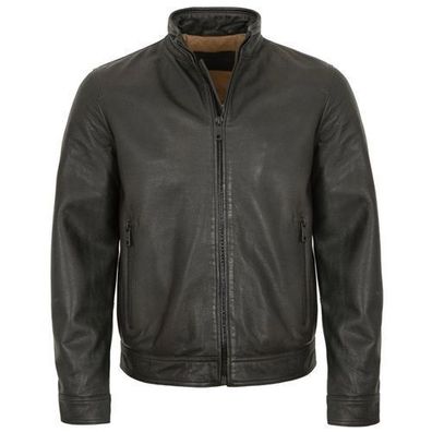 Milestone - Herren Echtleder Lederjacke Lammnappa schwarz