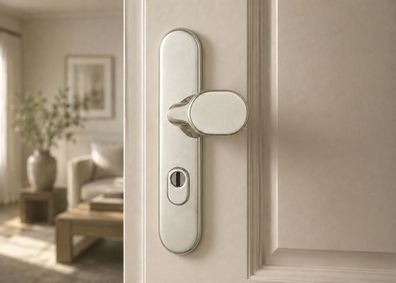 ABUS KLZS714 Türgriff &amp; Knauf mit Zylinderschutz, satin silver