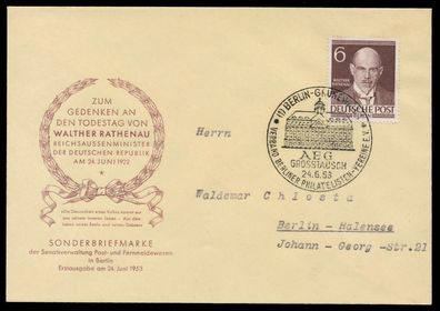 BERLIN 1952 Nr 93 BRIEF FDC X6E2CFA