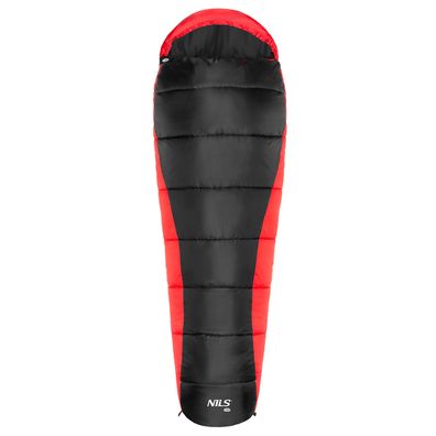 Schlafsack NILS CAMP NC2012 Mumienschlafsack schwarz rot 190 x 80 cm Hollow Fiber