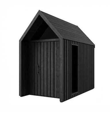 Gartenhütte mit Dreieckfenster | Schwarz | Außenmaße: 162,4 x 207,7 cm | Grundfl