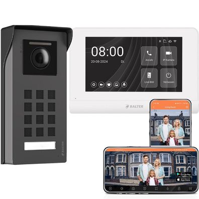 BALTER ENTRI M Video Türsprechanlage mit 7 Zoll WiFi HD Monitor Set für 1 Familenhaus