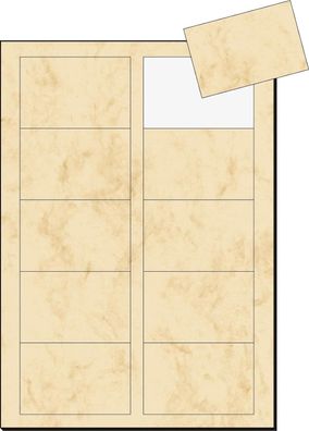 SIGEL DP744 Visitenkarten marmoriert beige 100 Stück = 10 Blatt 85x55 mm