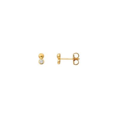 Ohrstecker - Gelbgold 375 9K - Duo Dot - Zirkonia