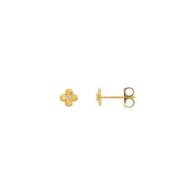 Ohrstecker - Gelbgold 375/- 9K- Kleeblatt Zirkonia