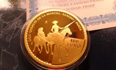 Original 400 euro 2005 Spanien Don Quichote 27g 999er Gold - RAR am Markt