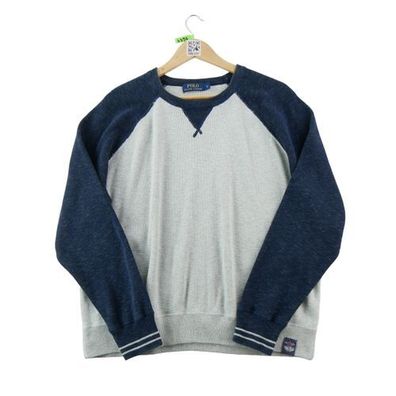 Polo Ralph Lauren Herrenpullover Raglan zweifarbig Grau Größe L #QWE4397