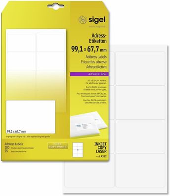 SIGEL LA322 Adress Etiketten 99,1 x 67,7 mm 200 Etiketten