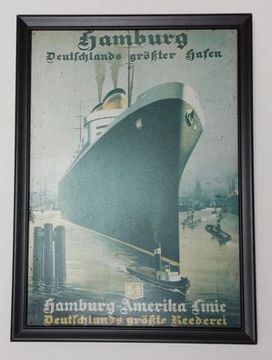 Blechschild HAPAG Hamburg Amerika Linie - Hamburg - Deutschlands größter Hafen