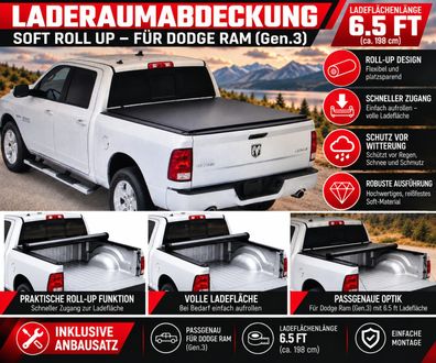 Soft Roll-Up Ladeflächenabdeckung RAM (Gen.3) 6,5ft
