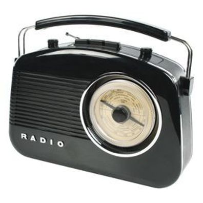 NEDIS Tragbares Retro Design Nostalgie AM FM Radio 60`s Kofferradio schwarz