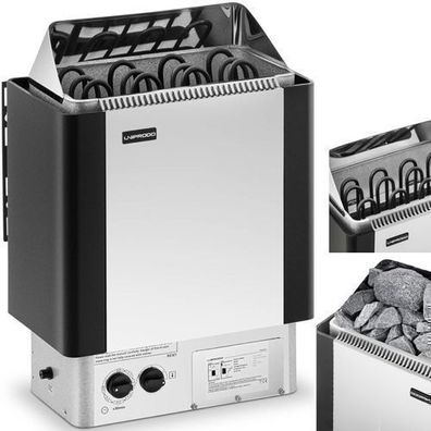 Elektrischer Saunaofen mit integrierter Steuerung, 5-9 m³, bis 110 °C, 400 V, 6 kW