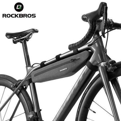 Lange, stabile, wasserdichte Fahrradtasche zur Rahmenmontage, 1,5 l, grau