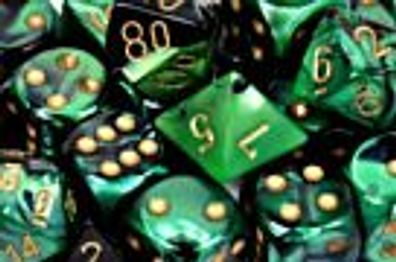 Gemini™ Polyhedral Black-Green/gold 7-Die Set