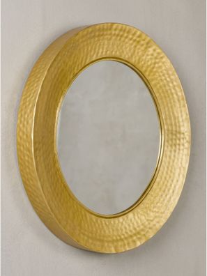 Wandspiegel Rund Metall Gold 60cm Hammerschlag-Optik