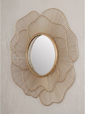 Wandspiegel Rund Metall Gold 77cm Blütenform