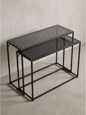 Konsolentische 2er-Set Einscheibensicherheitsglas Rechteckig Modern - Alcudia Kadima