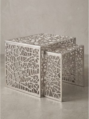 Couchtische 2er-Set Aluminium handgefertigt Rechteckig - INDRE Kadima