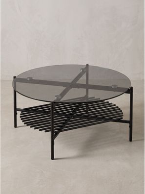Couchtisch Einscheibensicherheitsglas mit Ablagen Modern - ALLIER Kadima