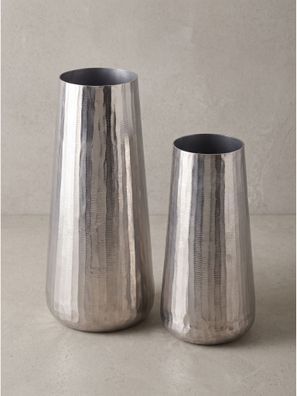 Vasen 2er-Set Aluminium handgefertigt Silber - AMALFI Kadima
