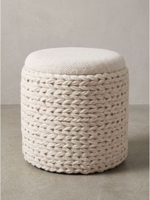 Sitzhocker Stoff mit Textilbezug Boho Creme - RHONE Kadima