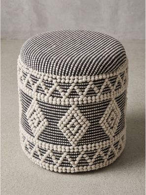 Sitzhocker Stoff mit Textilbezug mit Rautenstruktur Boho - RHONE Kadima