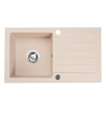 Manestein Granitspüle Belinda rechteckig 76 x 44 cm mit Abtropffläche Beige