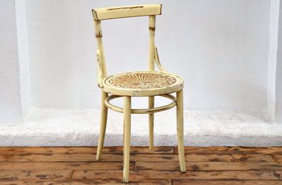 Stuhl Shabby Weiß Antik Alt Küche Vintage Holz Landhaus Frankreich Bugholz Loft