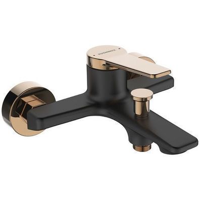 Badewannenarmatur Wasserhahn ALANIS Wannenarmatur für Badezimmer in Schwarz-Roségold