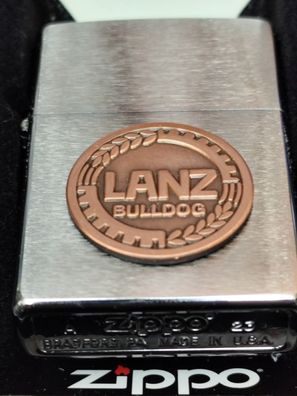 Zippo LANZ Bulldog Oldtimer Trecker Logo Emblem(Custom PIN Style) Brushed CHROME