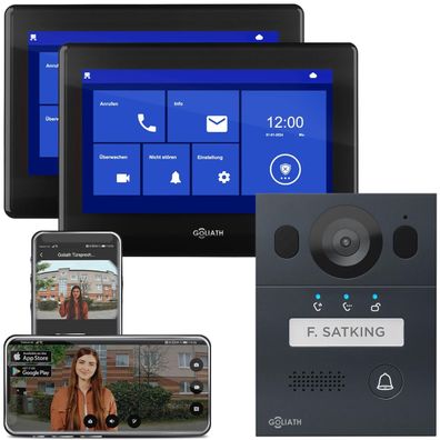 Goliath-Intercom Basic Line Video Türsprechanlage Anthrazit 2x 7 Zoll Monitor
